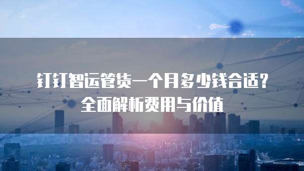 钉钉智运管货一个月多少钱合适?全面解析费用与价值