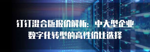 钉钉混合版报价解析:中大型企业数字化转型的高性价比选择