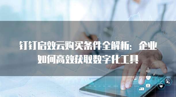 钉钉启效云购买条件全解析:企业如何高效获取数字化工具
