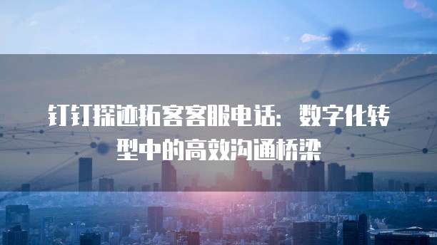 钉钉探迹拓客客服电话：数字化转型中的高效沟通桥梁