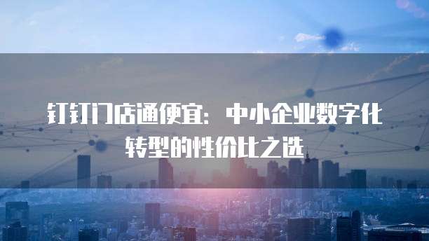 钉钉门店通便宜:中小企业数字化转型的性价比之选