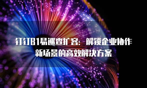 钉钉B1易巡查扩容:解锁企业协作新场景的高效解决方案
