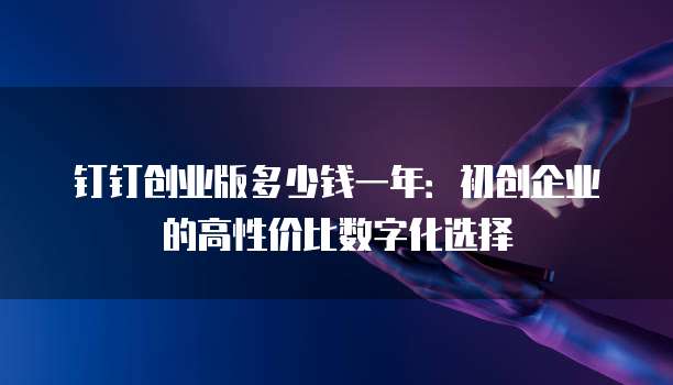 钉钉创业版多少钱一年:初创企业的高性价比数字化选择