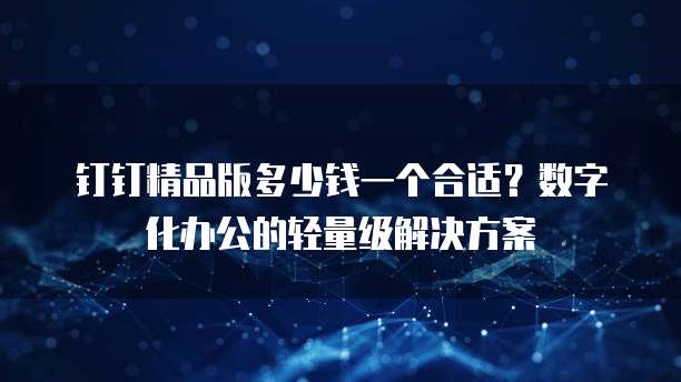 钉钉精品版多少钱一个合适?数字化办公的轻量级解决方案