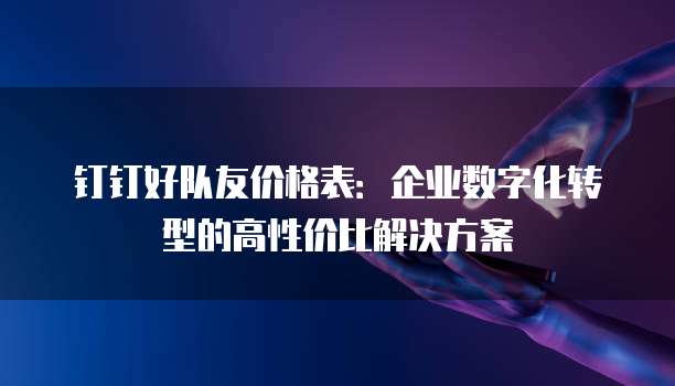 钉钉好队友价格表:企业数字化转型的高性价比解决方案