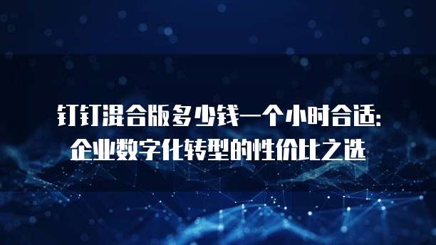 钉钉混合版多少钱一个小时合适:企业数字化转型的性价比之选