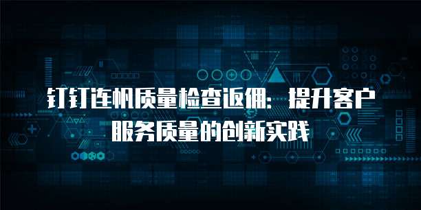 钉钉连帆质量检查返佣:提升客户服务质量的创新实践