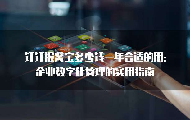 钉钉报餐宝多少钱一年合适的用:企业数字化管理的实用指南