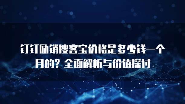 钉钉励销搜客宝价格是多少钱一个月的?全面解析与价值探讨