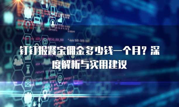 钉钉报餐宝佣金多少钱一个月？深度解析与实用建议