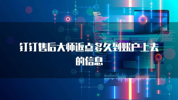 钉钉售后大师返点多久到账户上去的信息