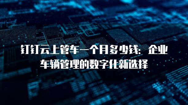 钉钉云上管车一个月多少钱:企业车辆管理的数字化新选择