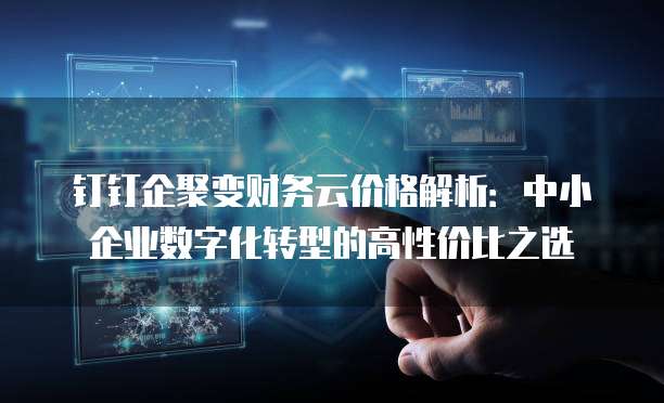 钉钉企聚变财务云价格解析：中小企业数字化转型的高性价比之选