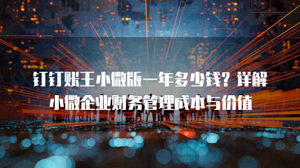钉钉账王小微版一年多少钱?详解小微企业财务管理成本与价值