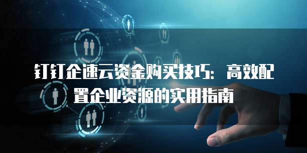 钉钉企速云资金购买技巧:高效配置企业资源的实用指南