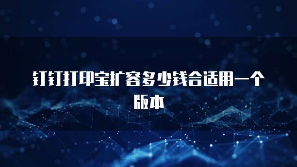 钉钉打印宝扩容多少钱合适用一个版本