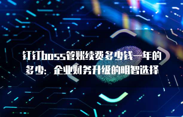 钉钉boss管账续费多少钱一年的多少:企业财务升级的明智选择
