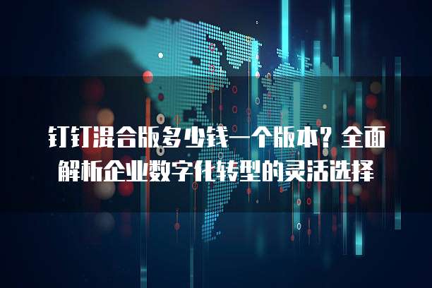 钉钉混合版多少钱一个版本？全面解析企业数字化转型的灵活选择