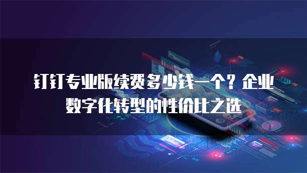钉钉专业版续费多少钱一个?企业数字化转型的性价比之选