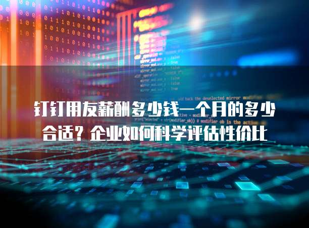 钉钉用友薪酬多少钱一个月的多少合适?企业如何科学评估性价比