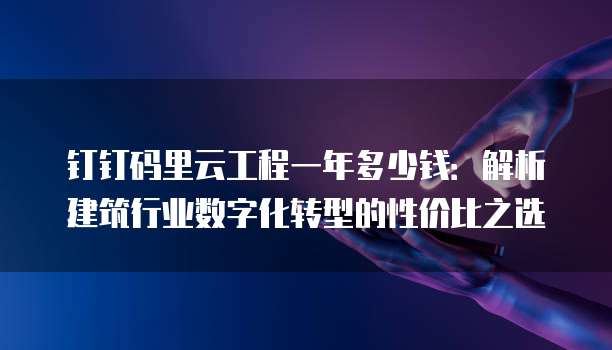 钉钉码里云工程一年多少钱:解析建筑行业数字化转型的性价比之选