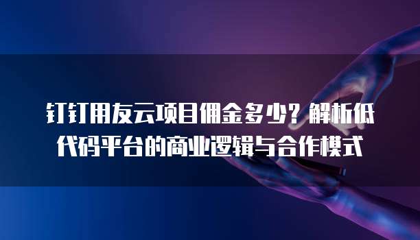 钉钉用友云项目佣金多少?解析低代码平台的商业逻辑与合作模式