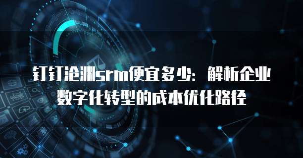钉钉沧渊srm便宜多少:解析企业数字化转型的成本优化路径