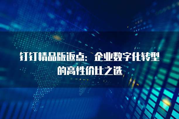 钉钉精品版返点:企业数字化转型的高性价比之选