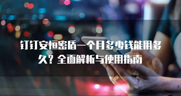 钉钉安恒密盾一个月多少钱能用多久?全面解析与使用指南