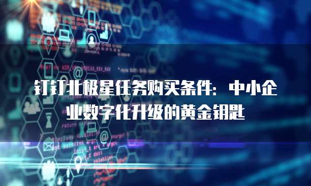钉钉北极星任务购买条件:中小企业数字化升级的黄金钥匙