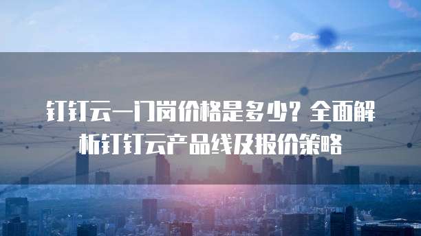 钉钉云一门岗价格是多少?全面解析钉钉云产品线及报价策略