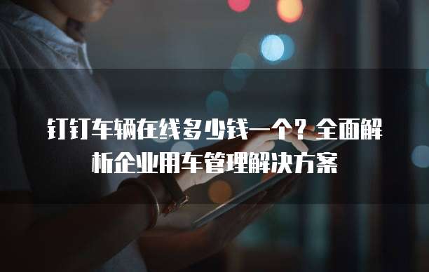 钉钉车辆在线多少钱一个?全面解析企业用车管理解决方案