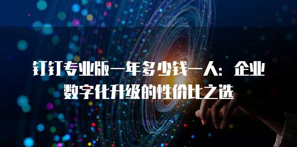 钉钉专业版一年多少钱一人：企业数字化升级的性价比之选
