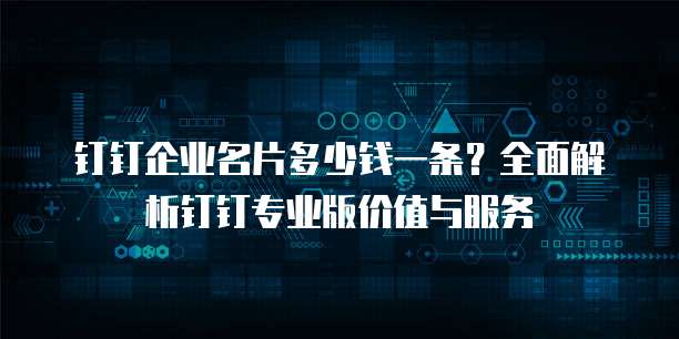 钉钉企业名片多少钱一条?全面解析钉钉专业版价值与服务