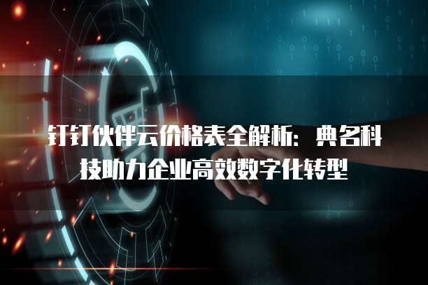 钉钉伙伴云价格表全解析:典名科技助力企业高效数字化转型