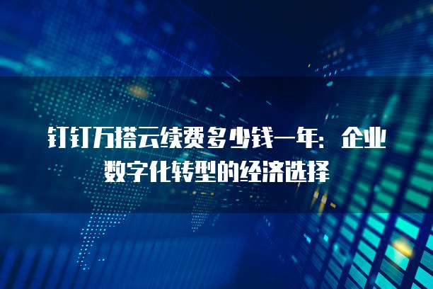 钉钉万搭云续费多少钱一年:企业数字化转型的经济选择