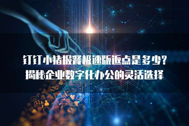 钉钉小猪报餐极速版返点是多少?揭秘企业数字化办公的灵活选择
