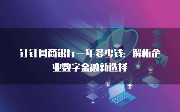 钉钉网商银行一年多少钱:解析企业数字金融新选择