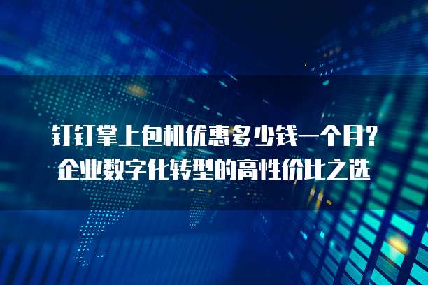 钉钉掌上包机优惠多少钱一个月?企业数字化转型的高性价比之选