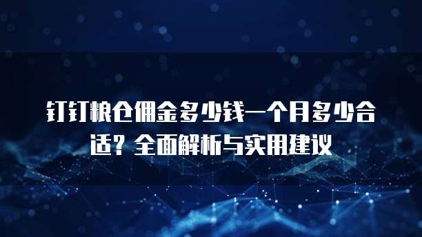 钉钉粮仓佣金多少钱一个月多少合适?全面解析与实用建议