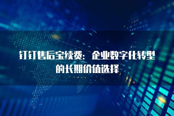 钉钉售后宝续费:企业数字化转型的长期价值选择
