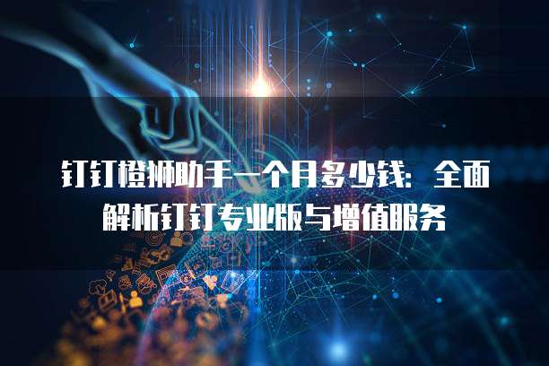 钉钉橙狮助手一个月多少钱:全面解析钉钉专业版与增值服务