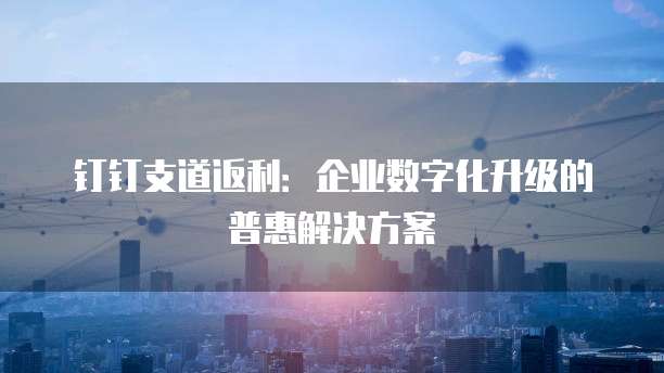 钉钉支道返利:企业数字化升级的普惠解决方案