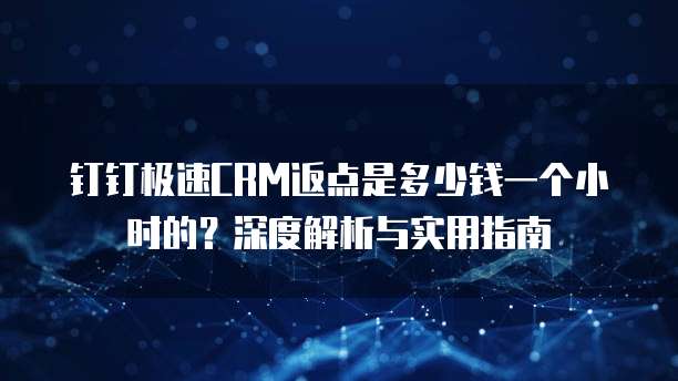 钉钉极速CRM返点是多少钱一个小时的?深度解析与实用指南