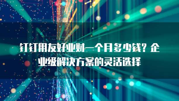 钉钉用友好业财一个月多少钱?企业级解决方案的灵活选择