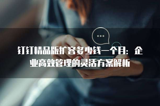 钉钉精品版扩容多少钱一个月:企业高效管理的灵活方案解析