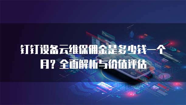 钉钉设备云维保佣金是多少钱一个月?全面解析与价值评估