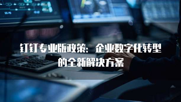 钉钉专业版政策:企业数字化转型的全新解决方案