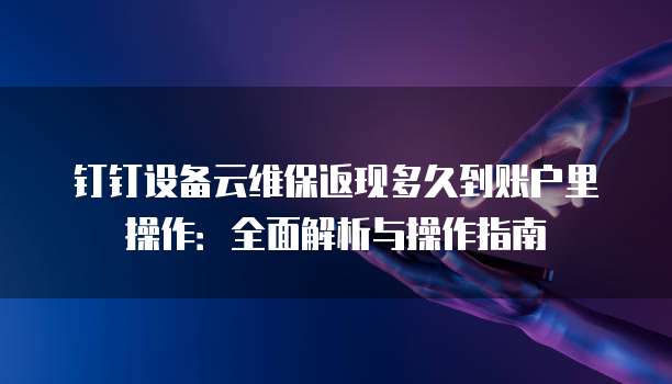钉钉设备云维保返现多久到账户里操作:全面解析与操作指南