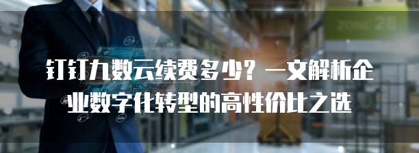 钉钉九数云续费多少?一文解析企业数字化转型的高性价比之选